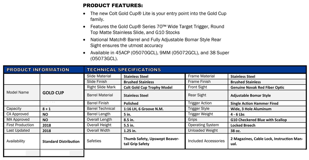 Colt Gold Cup Lite 2
