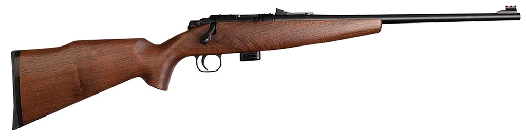 Crickett KSA20411 Model 722 Sporter Compact Youth 22 LR 7+1 16.25" Blued Barrel & Receiver, Fixed Front/Adjustable Rear Sights, Walnut Stock w/13.5" LOP, Rebounding Firing Pin Safety 1
