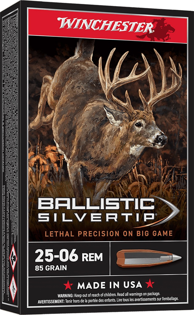 Winchester Ammo SBST2506A Ballistic Silvertip  25-06Rem 85gr Fragmenting Polymer Tip 20 Per Box/10 Case 1