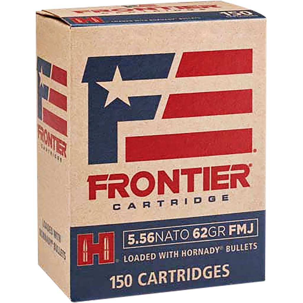 Frontier Cartridge FR2615 Military Grade Centerfire Rifle 5.56x45mmNATO 62gr Full Metal Jacket 150 Per Box/8 Case 1