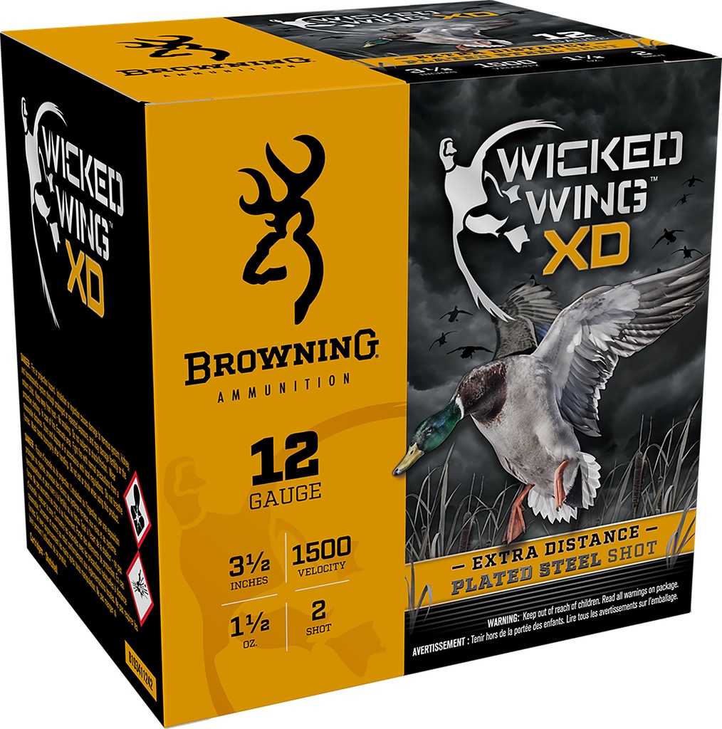 Browning Ammo B193411242 Wicked Wing XD  12Gauge 3.50" 1 1/2oz 2Shot 25 Per Box/10 Case 1