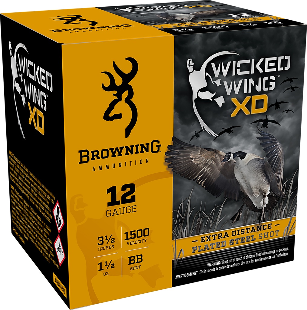 Browning Ammo B193411240 Wicked Wing XD  12Gauge 3.50" 1 1/2oz BBShot 25 Per Box/10 Case 1