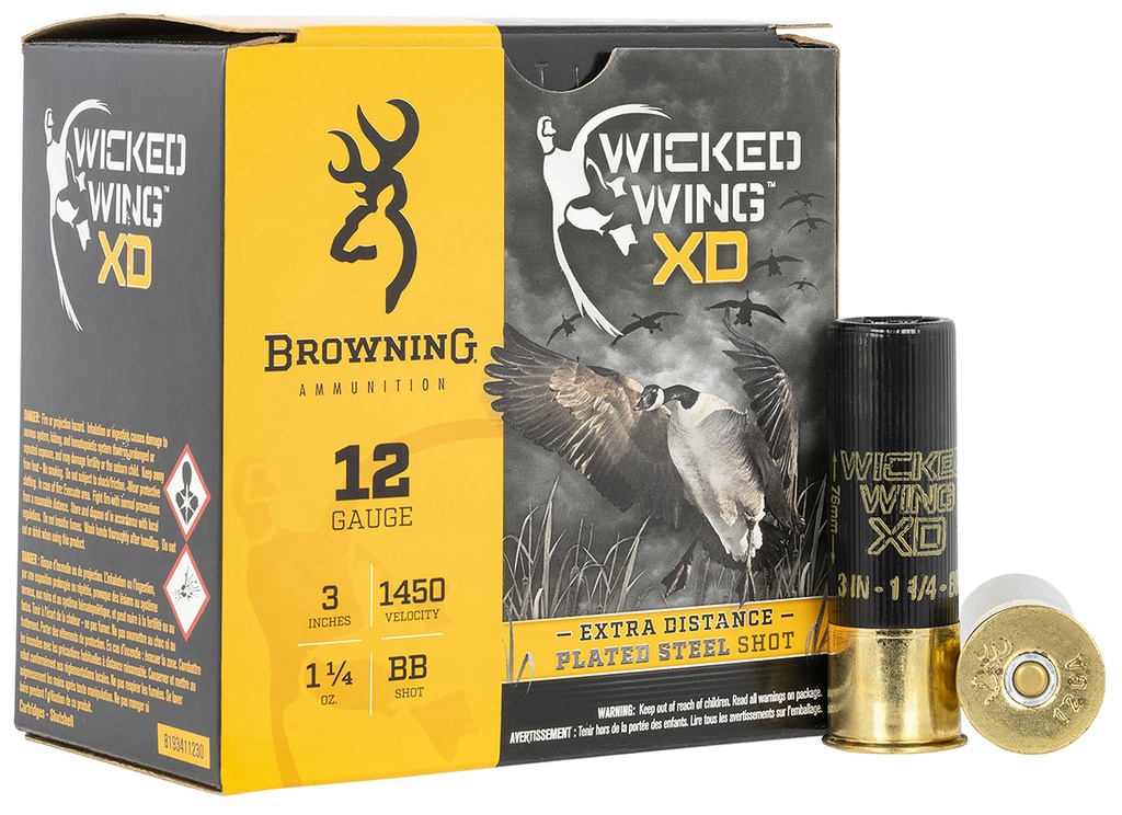 Browning Ammo B193411230 Wicked Wing XD  12Gauge 3" 1 1/4oz BBShot 25 Per Box/10 Case 3