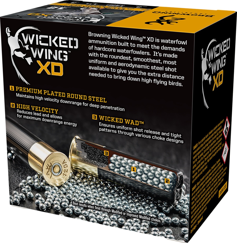 Browning Ammo B193411233 Wicked Wing XD  12Gauge 3" 1 1/4oz 3Shot 25 Per Box/10 Case 2