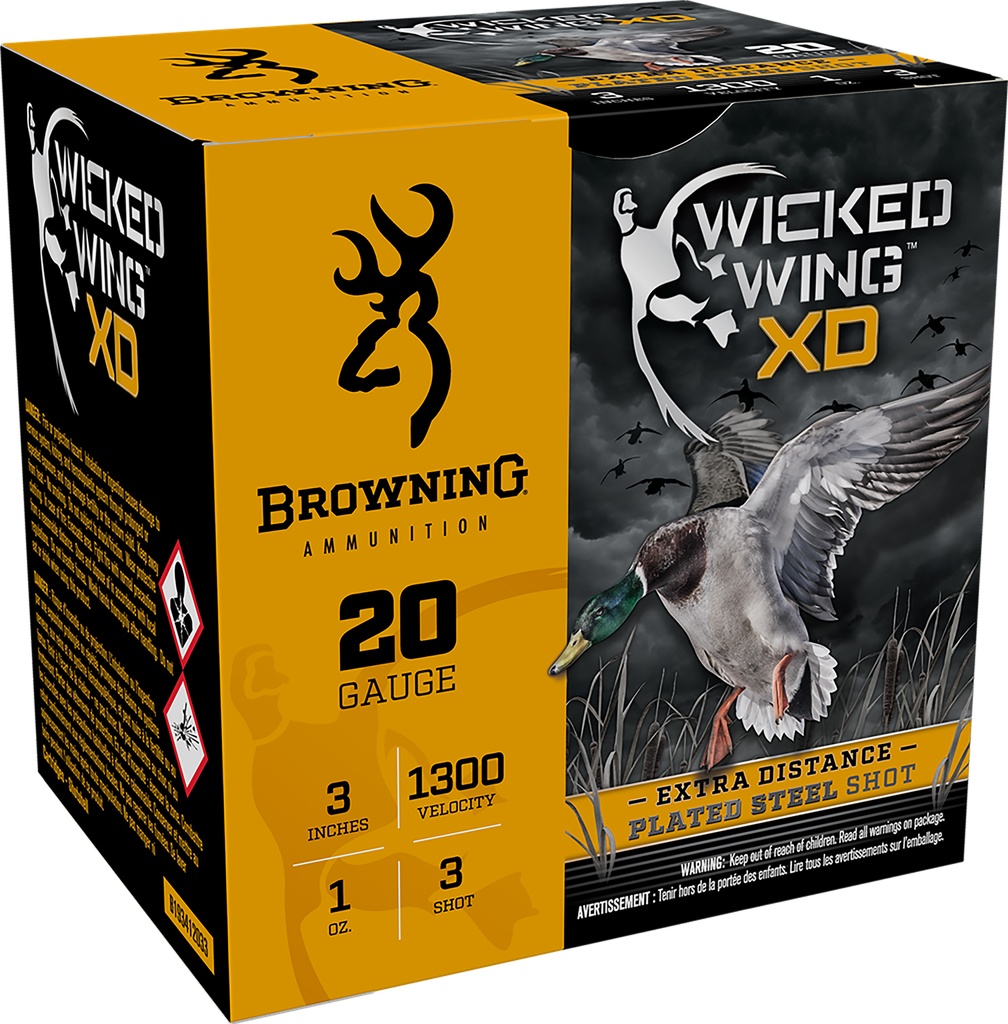 Browning Ammo B193412033 Wicked Wing XD  20Gauge 3" 1oz 3Shot 25 Per Box/10 Case 1