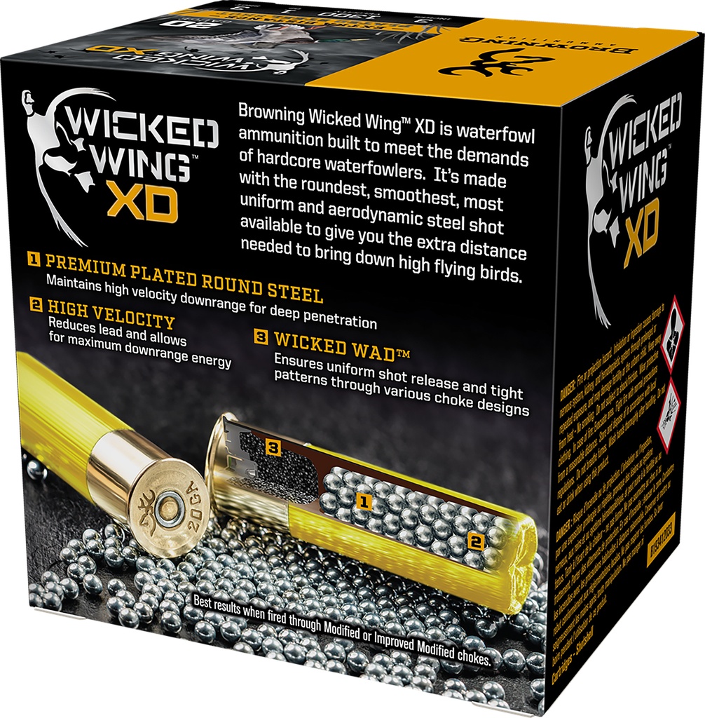 Browning Ammo B193412033 Wicked Wing XD  20Gauge 3" 1oz 3Shot 25 Per Box/10 Case 2
