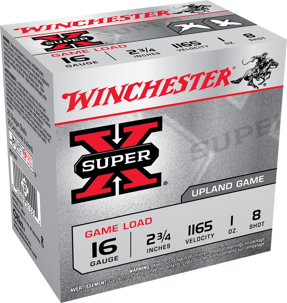 Winchester Ammo XU168 Super X Game Load 16Gauge 2.75" 1oz 8Shot 25 Per Box/10 Case 1