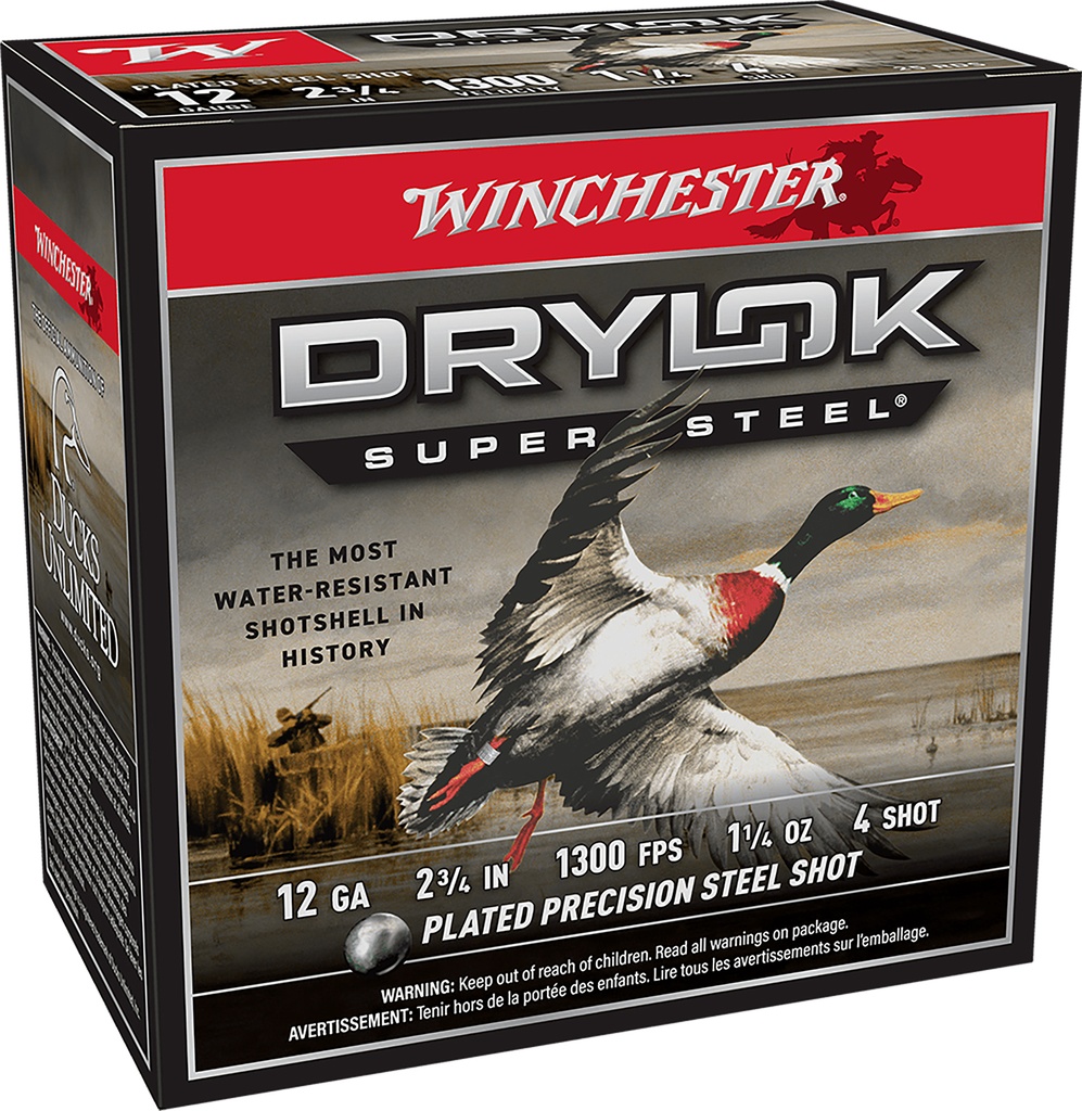 Winchester Ammo XSM124 Drylok Super Steel Magnum 12Gauge 2.75" 1 1/4oz 4Shot 25 Per Box/10 Case 1