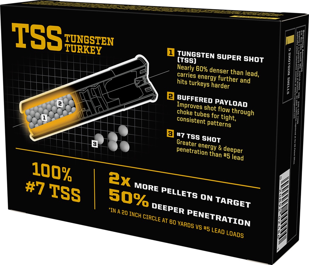 Browning Ammo B193921247 TSS Tungsten Turkey 12Gauge 3.50" 2 1/4oz Tungsten 7Shot 5 Per Box/10 Case 2