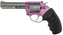 Charter Arms 52232 Pathfinder Lite 22 LR 8 Shot, 4.20" Matte Stainless Steel Barrel & Cylinder, Pink Aluminum Frame w/Black Finger Grooved Rubber Grip, Exposed Hammer 2