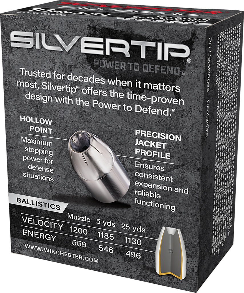 Winchester Ammo W10MMST Super X  10mmAuto 175gr Silvertip Jacket Hollow Point 20 Per Box/10 Case 3