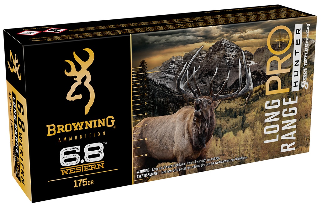 Browning Ammo B192500682 Long Range Pro Hunter 6.8Western 175gr Sierra Tipped GameKing 20 Per Box/10 Case 1