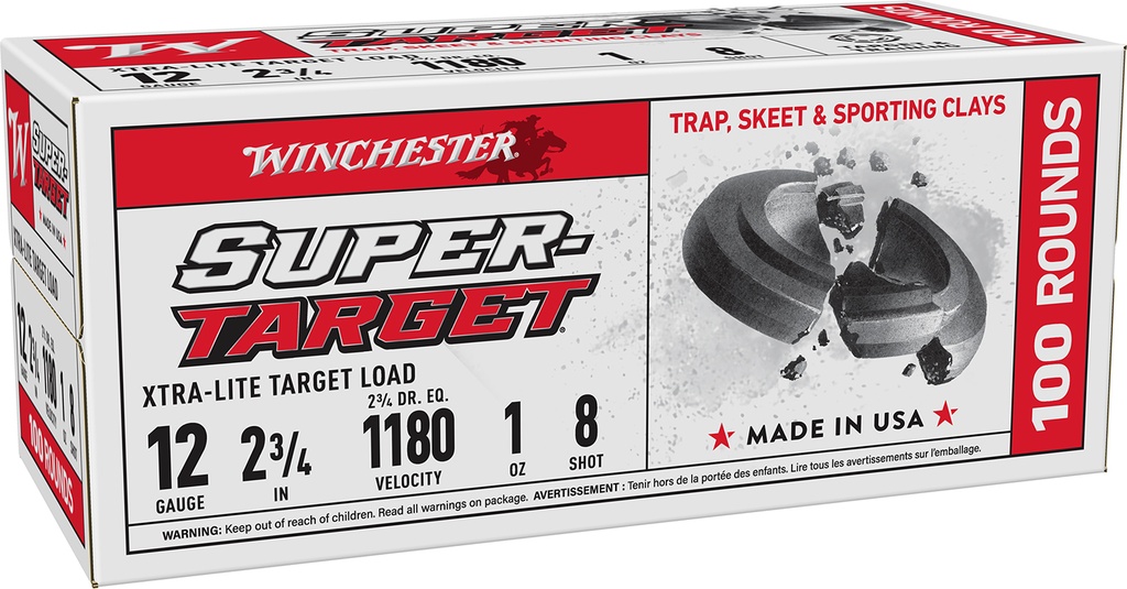 Winchester Ammo TRGTL128VP Super-Target Xtra-Lite 12Gauge 2.75" 1oz 8Shot 100 rd Box 1