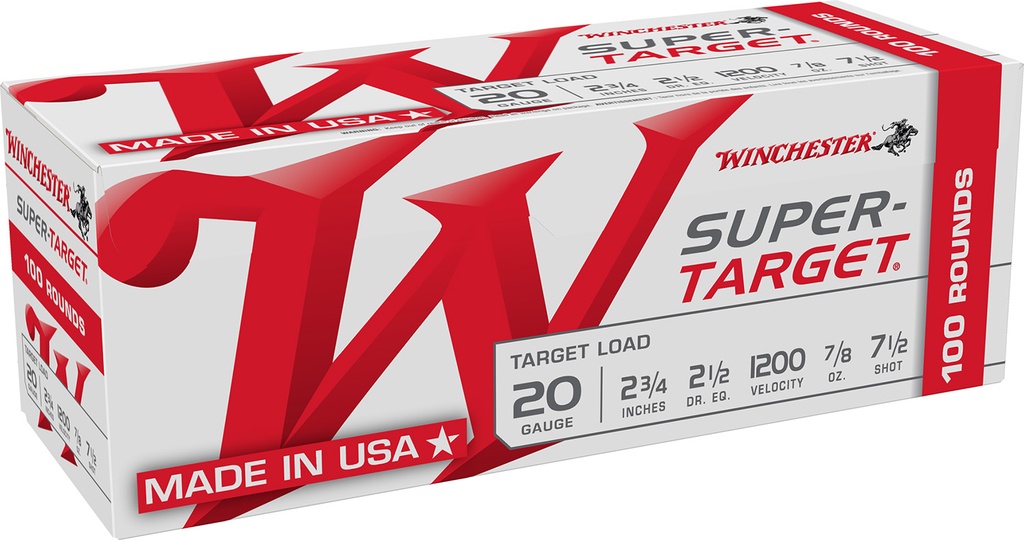 Winchester Ammo TRGT207VP Super-Target  20Gauge 2.75" 7/8oz 7.5Shot 100 Per Box/2 Case 1
