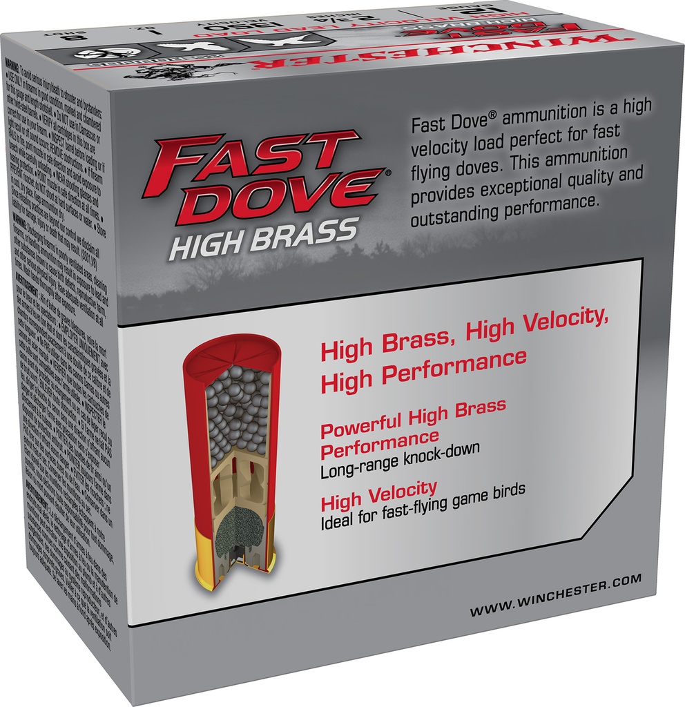 Winchester Ammo WFD128B Fast Dove & Clay High Brass 12Gauge 2.75" 1oz 8Shot 25 Per Box/10 Case 2