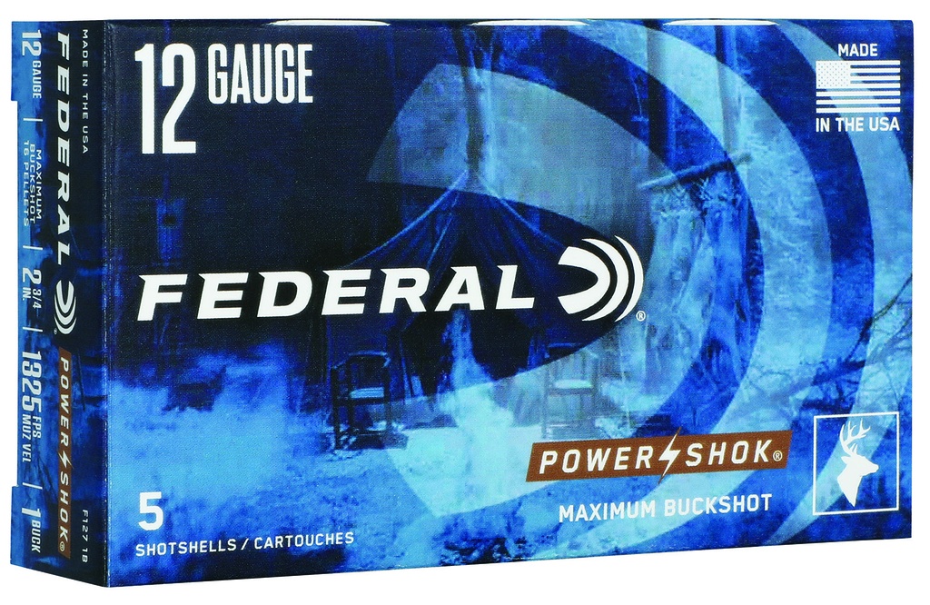 Federal F1271B Power-Shok Max Buck 12Gauge 2.75" 1BuckShot 5 Per Box/50 Case 1