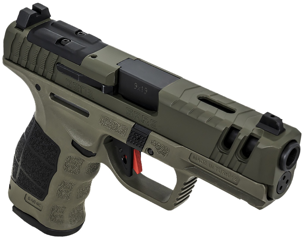 SAR USA SAR9CG3OD SAR9 C Gen3 Compact Frame 9mm Luger 15+1 4" Black Steel Barrel, OD Green Cerakote Steel Slide, OD Green Polymer Frame w/Picatinny Rail, Black Interchangeable Backstrap Grip 1