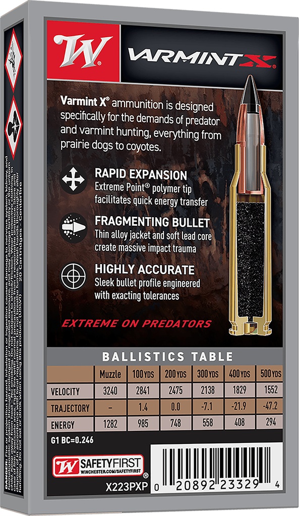 Winchester Ammo X22250PXP Varmint X  22-250Rem 55gr Extreme Point 20 Per Box/10 Case 2