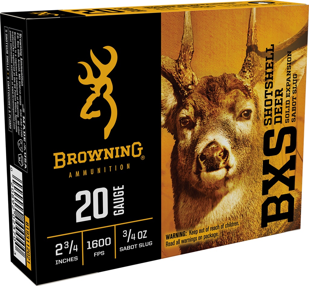 Browning Ammo B193112021 BXS  20Gauge 2.75" 3/4oz Sabot Slug Shot 5 Per Box/20 Case 1
