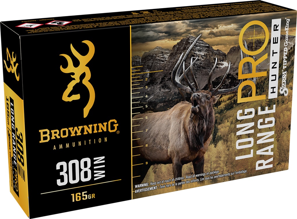 Browning Ammo B192503082 Long Range Pro  308Win 165gr 20 Per Box/10 Case 1