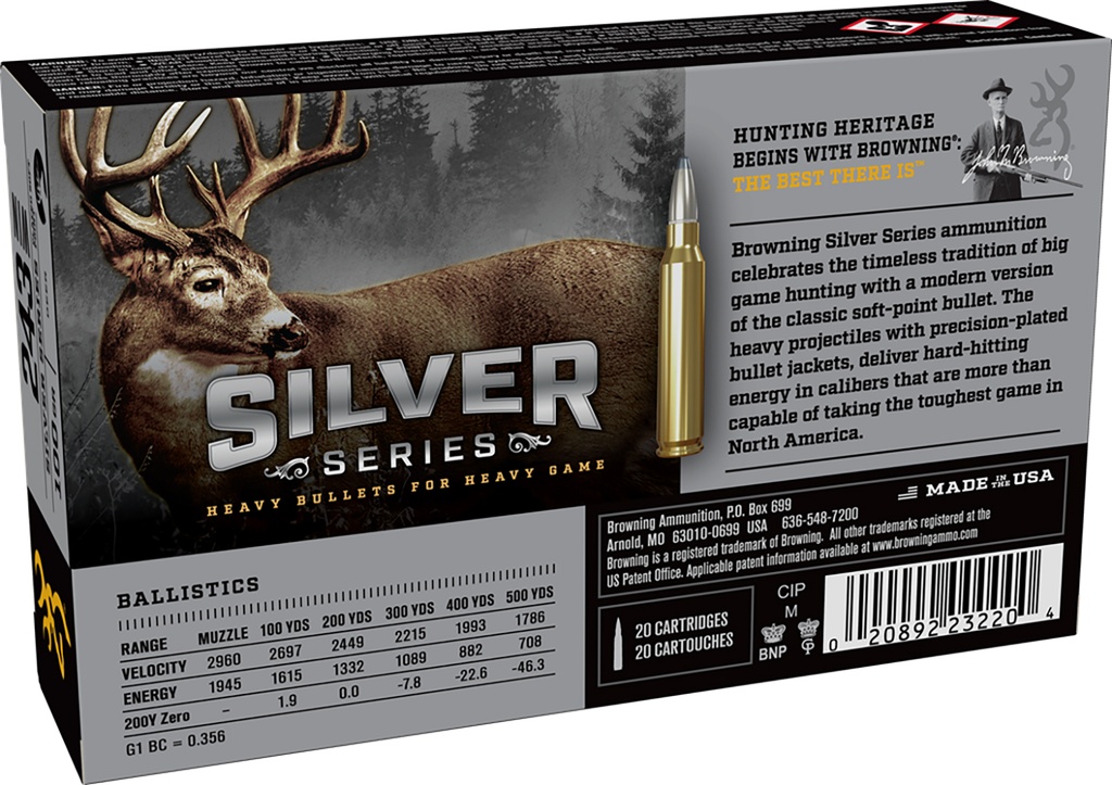 Browning Ammo B192602431  Silver 243Win 100gr Plated Soft Point 20 Per Box/10 Case 2