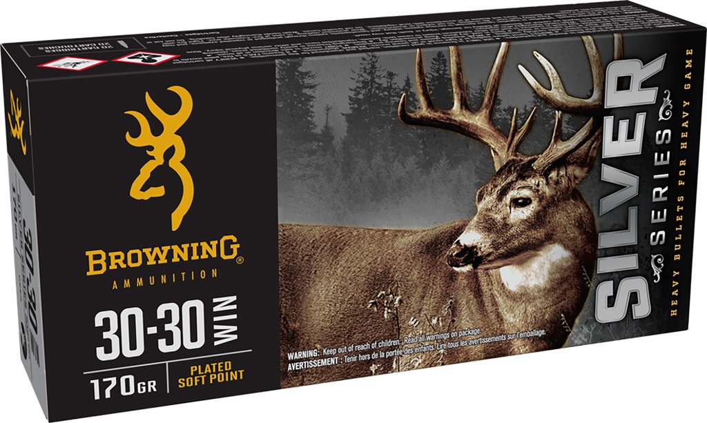Browning Ammo B192630301  Silver 30-30Win 170gr Plated Soft Point 20 Per Box/10 Case 1