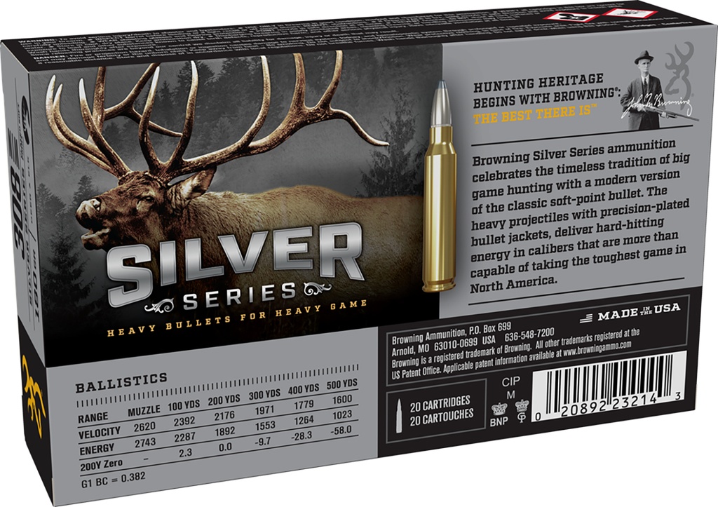 Browning Ammo B192603081  Silver 308Win 180gr Plated Soft Point 20 Per Box/10 Case 2