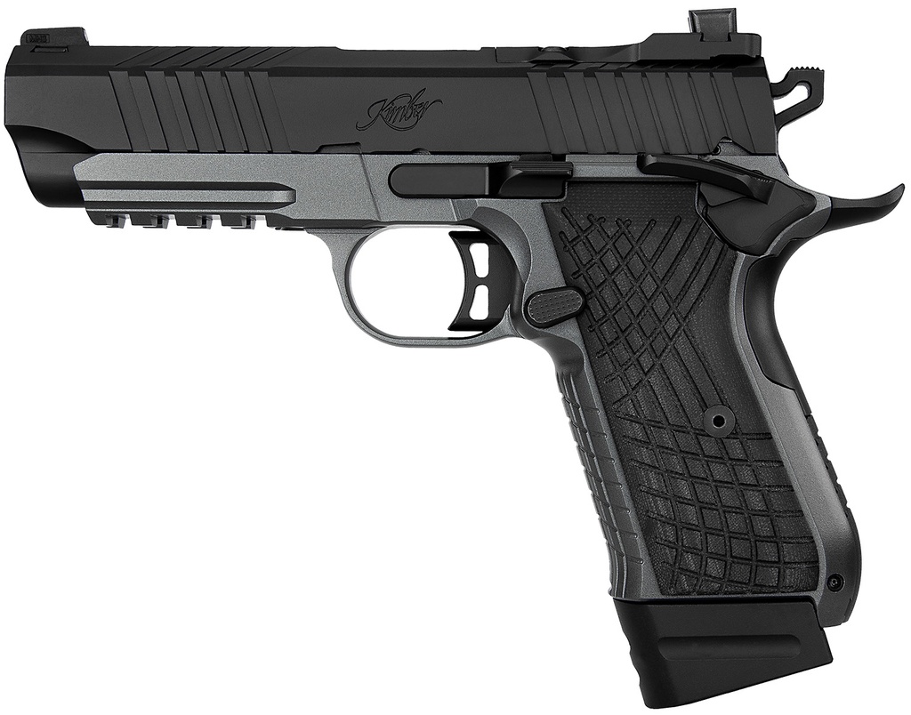 Kimber Mfg.,inc 3100015 KDS9C  9mm 15+1 4.09" KimPro Gray/Black Front and Rear Serrations Stainless Steel Black Crosshatch cut G-10 Grip 2