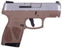 Taurus 1-G2S939B G2S  Compact Frame 9mm Luger 7+1 3.26" Matte Stainless Steel Barrel, Black Stainless Steel Serrated Slide, Brown Polymer Frame w/Accessory Rail, Black Polymer Grip 1