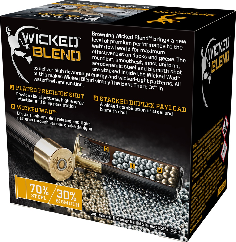 Browning Ammo B193431230 Wicked Blend  12Gauge 3" 1 1/4oz BB/1BI Shot 25 Per Box/10 Case 2