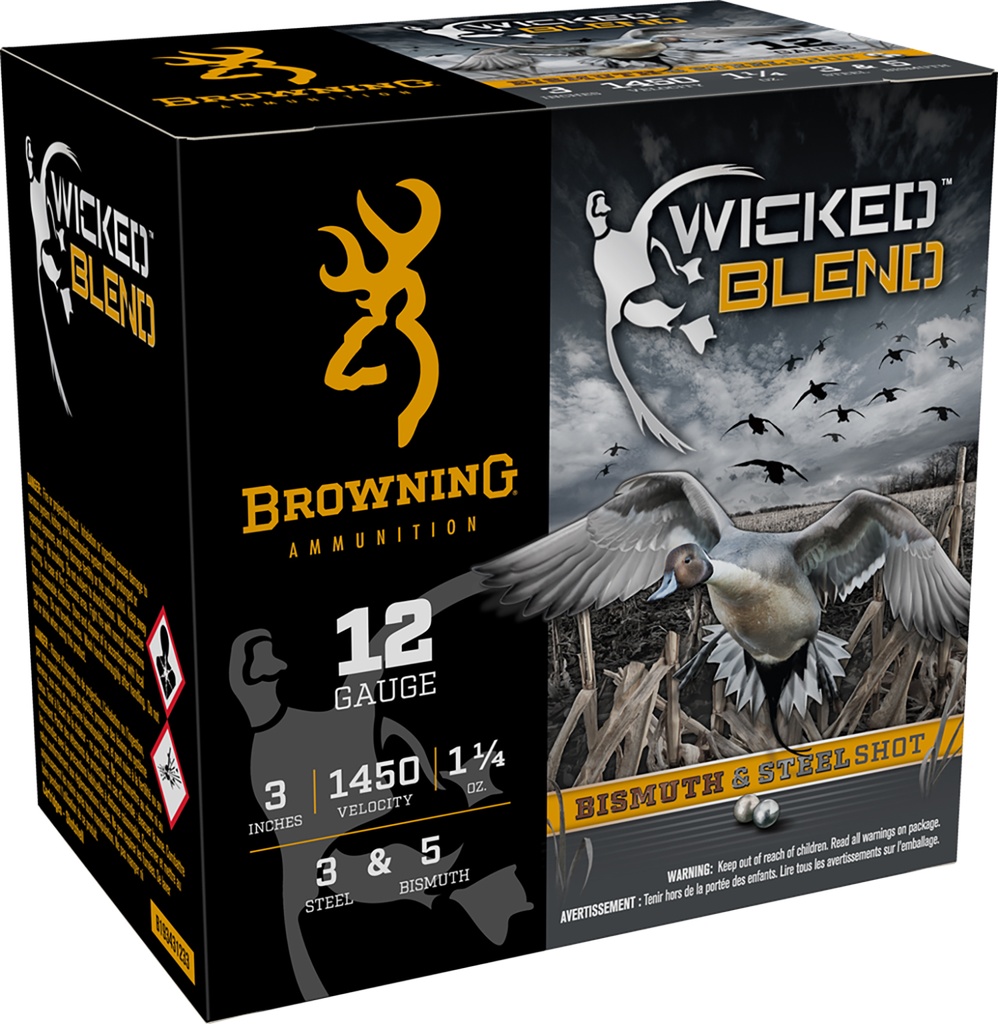 Browning Ammo B193431233 Wicked Blend  12Gauge 3" 1 1/4oz 3/5BI Shot 25 Per Box/10 Case 1