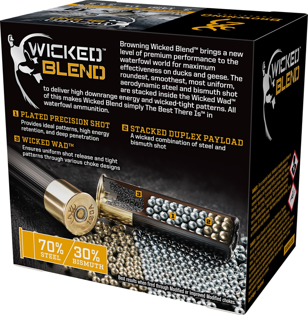 Browning Ammo B193431233 Wicked Blend  12Gauge 3" 1 1/4oz 3/5BI Shot 25 Per Box/10 Case 2