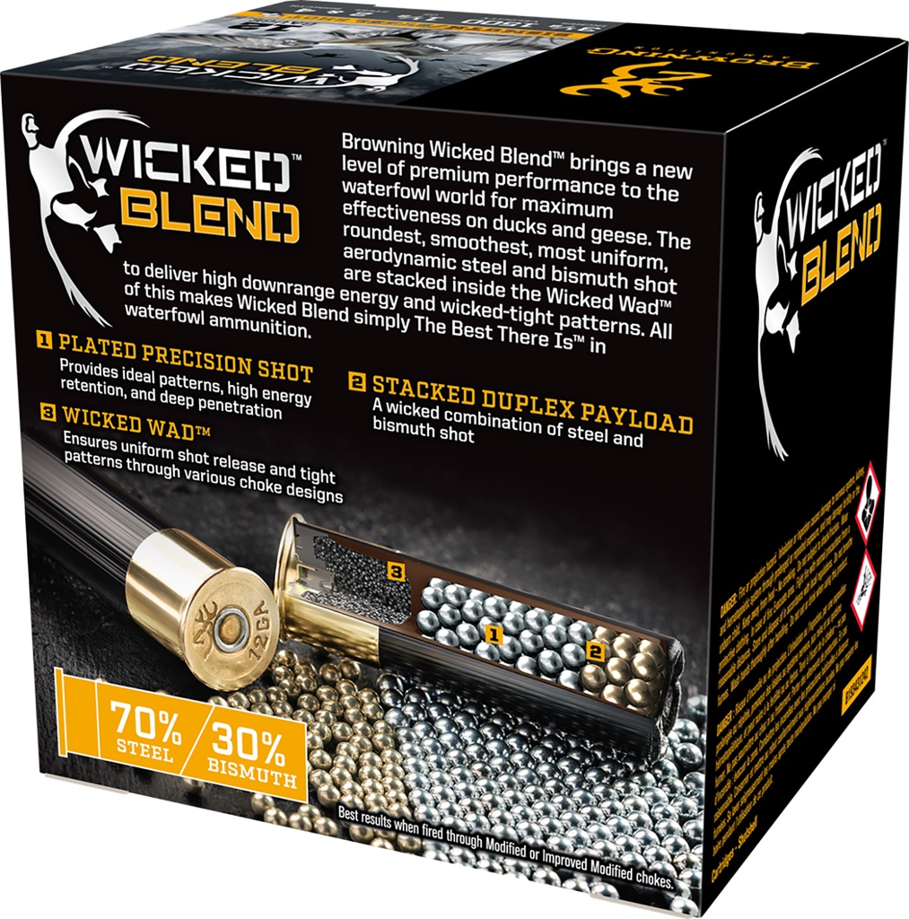 Browning Ammo B193431242 Wicked Blend  12Gauge 3.50" 1 1/2oz 2/4BI Shot 25 Per Box/10 Case 2