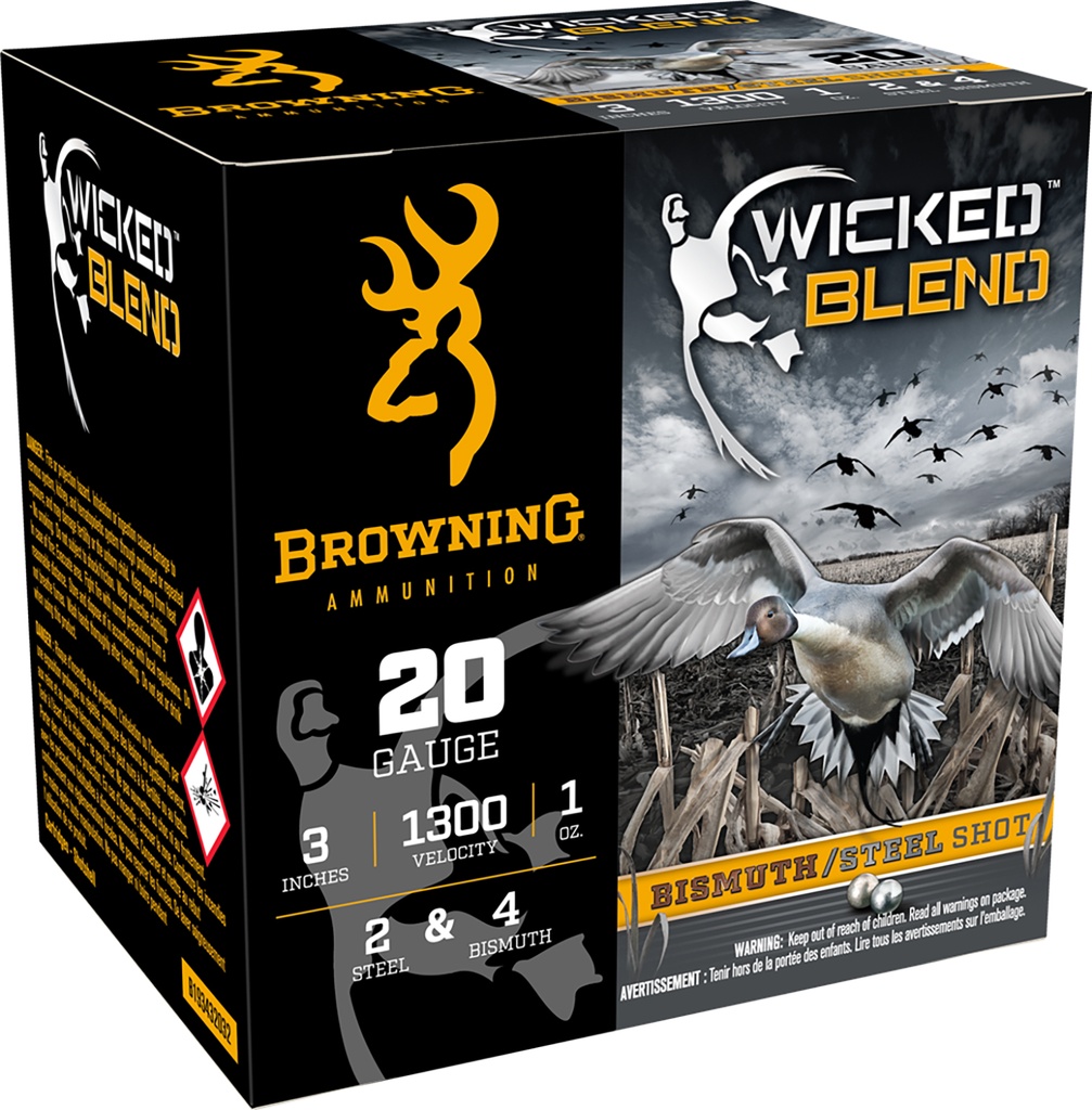 Browning Ammo B193432032 Wicked Blend  20Gauge 3" 1oz 2/4BI Shot 25 Per Box/10 Case 1