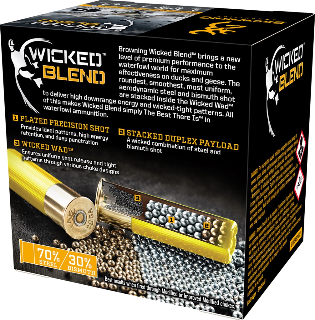 Browning Ammo B193432032 Wicked Blend  20Gauge 3" 1oz 2/4BI Shot 25 Per Box/10 Case 2