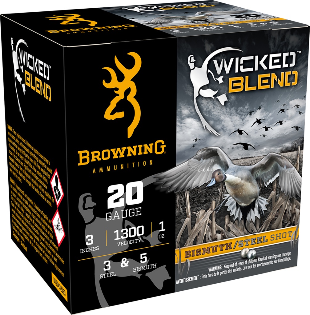 Browning Ammo B193432033 Wicked Blend  20Gauge 3" 1oz 3/5BI Shot 25 Per Box/10 Case 1