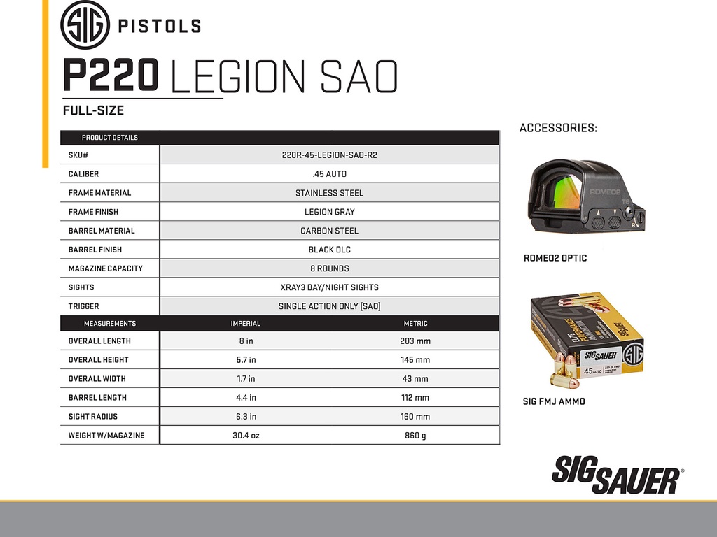 SIG SAUER P220 Legion 3