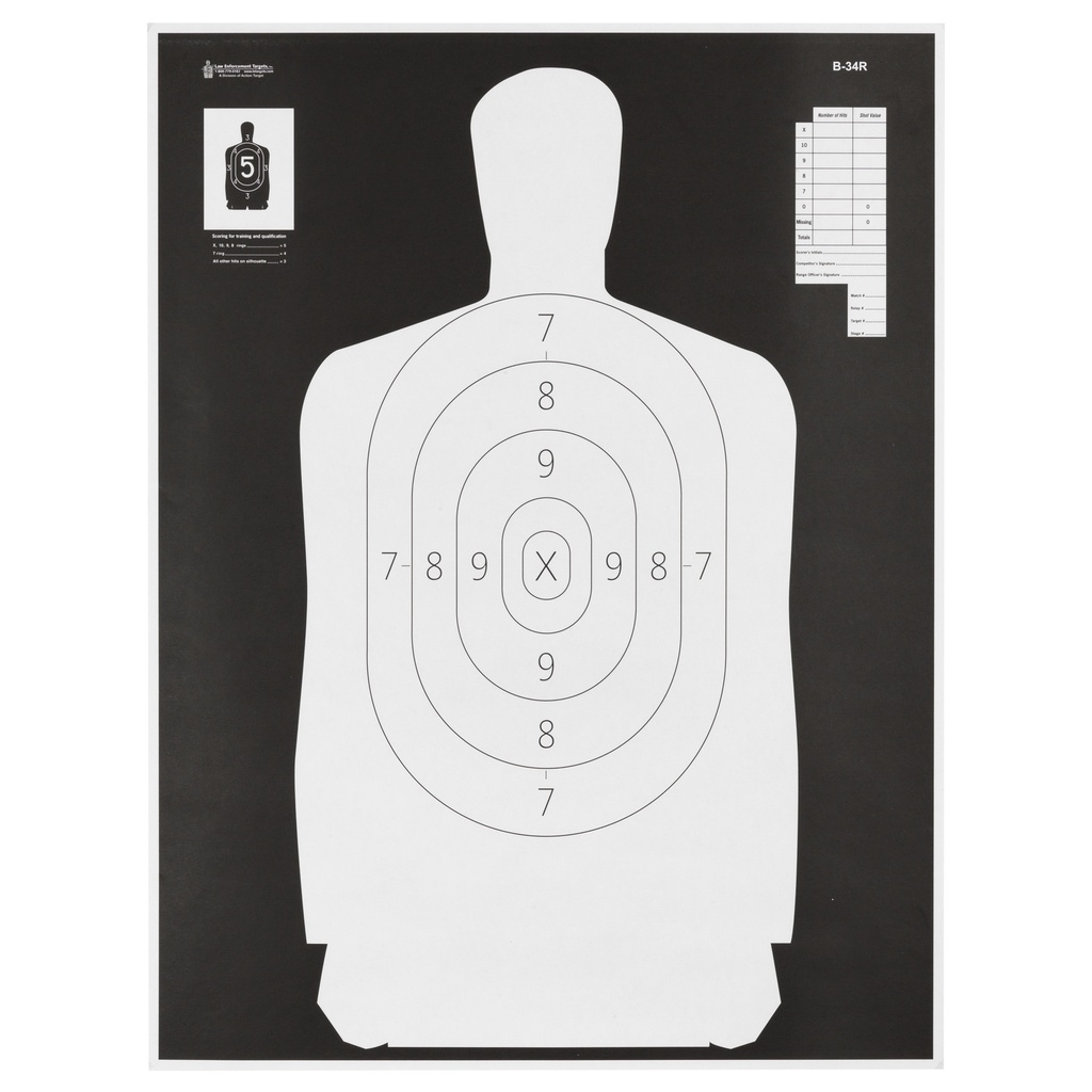 ACTION TGT B34 BLACK/WHITE SILHO 100PK