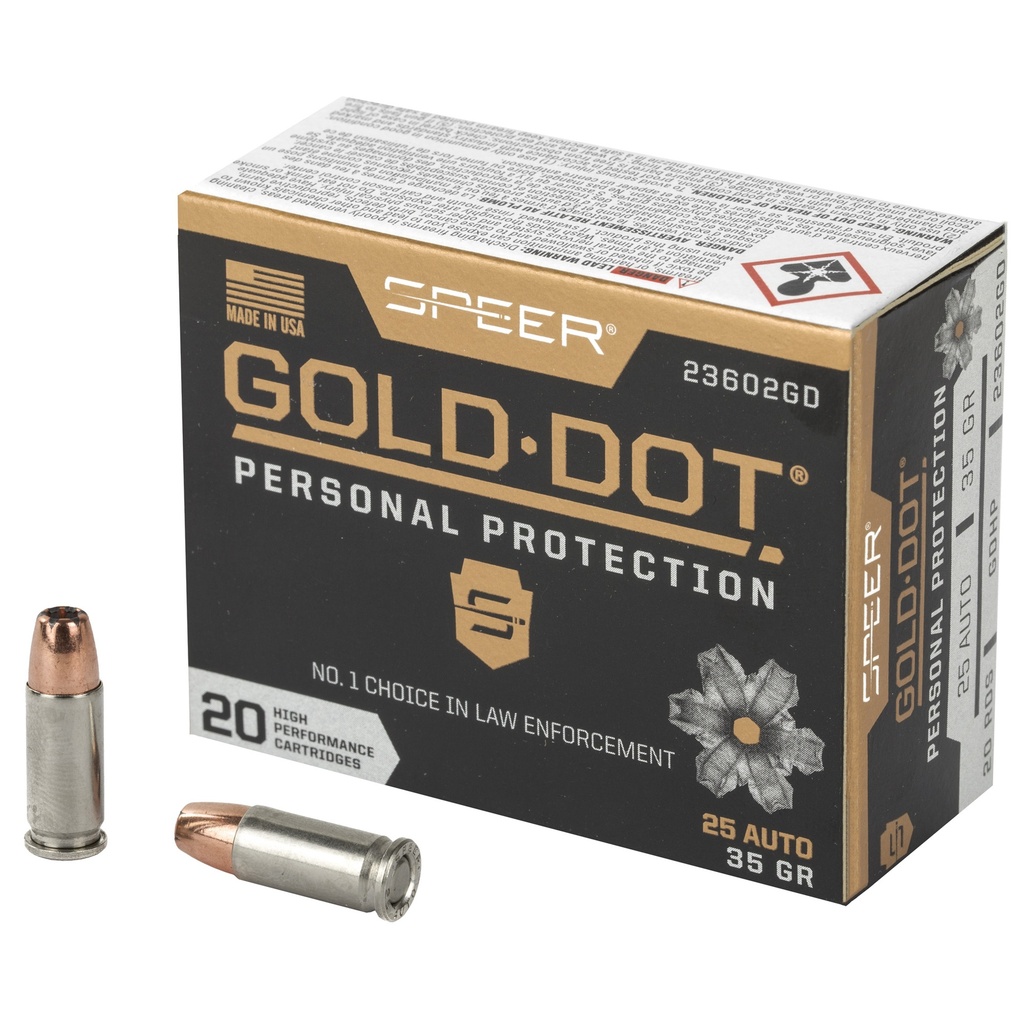 Speer Ammunition SPR GOLD DOT 25ACP 35GR HP 20/200