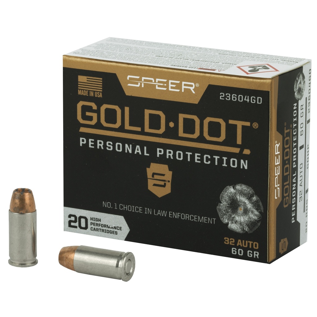 Speer Ammunition SPR GOLD DOT 32ACP 60GR HP 20/200