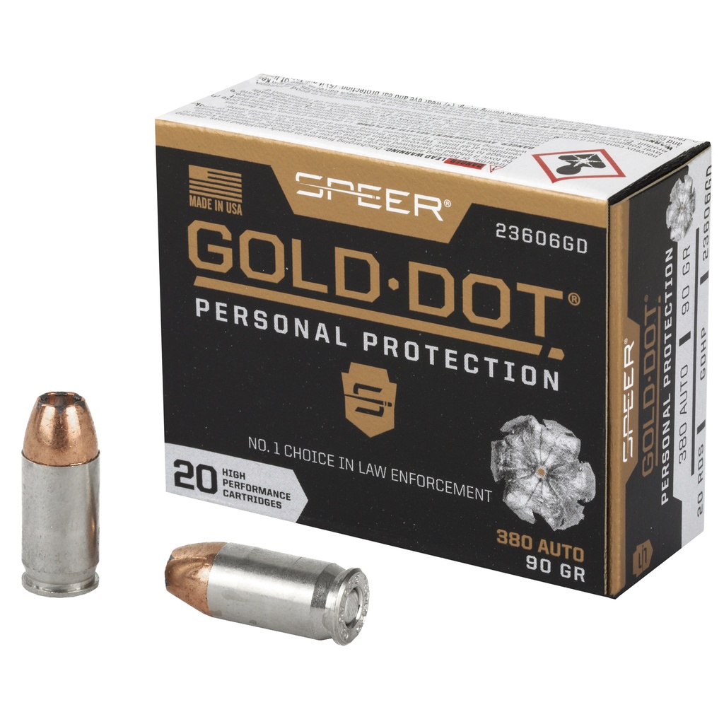 Speer Ammunition SPR GOLD DOT 380ACP 90GR HP 20/200