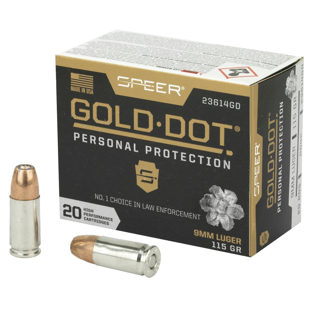 Speer Ammunition SPR GOLD DOT 9MM 115GR HP 20/200
