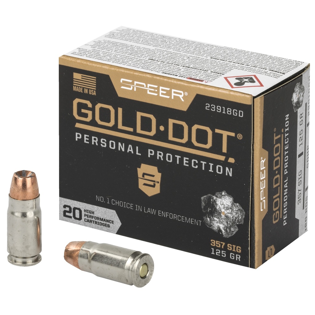 Speer Ammunition SPR GOLD DOT 357SIG 125GR HP 20/200