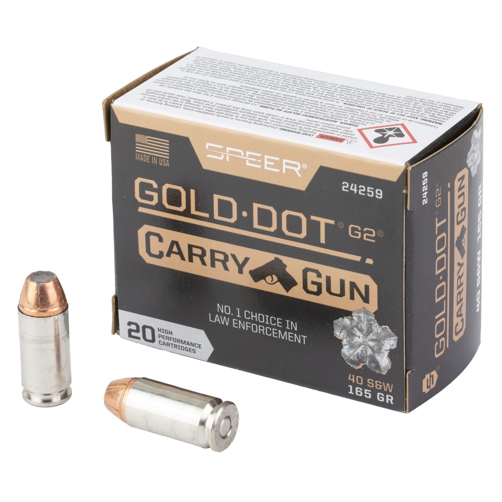 Speer Ammunition SPR GLD DOT CARRY GUN 40S&W 165GR HP