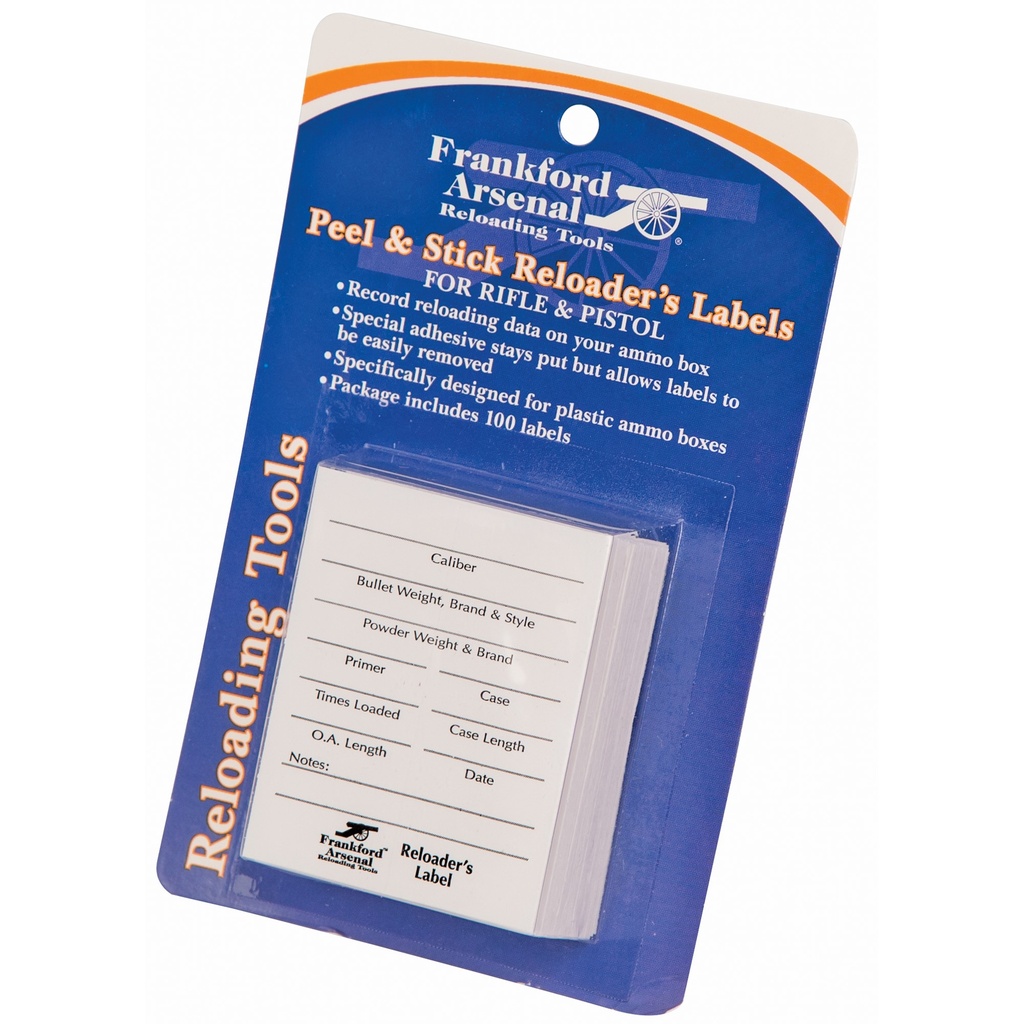 FRANKFORD RIFLE/PISTOL RELOAD LABEL100PK