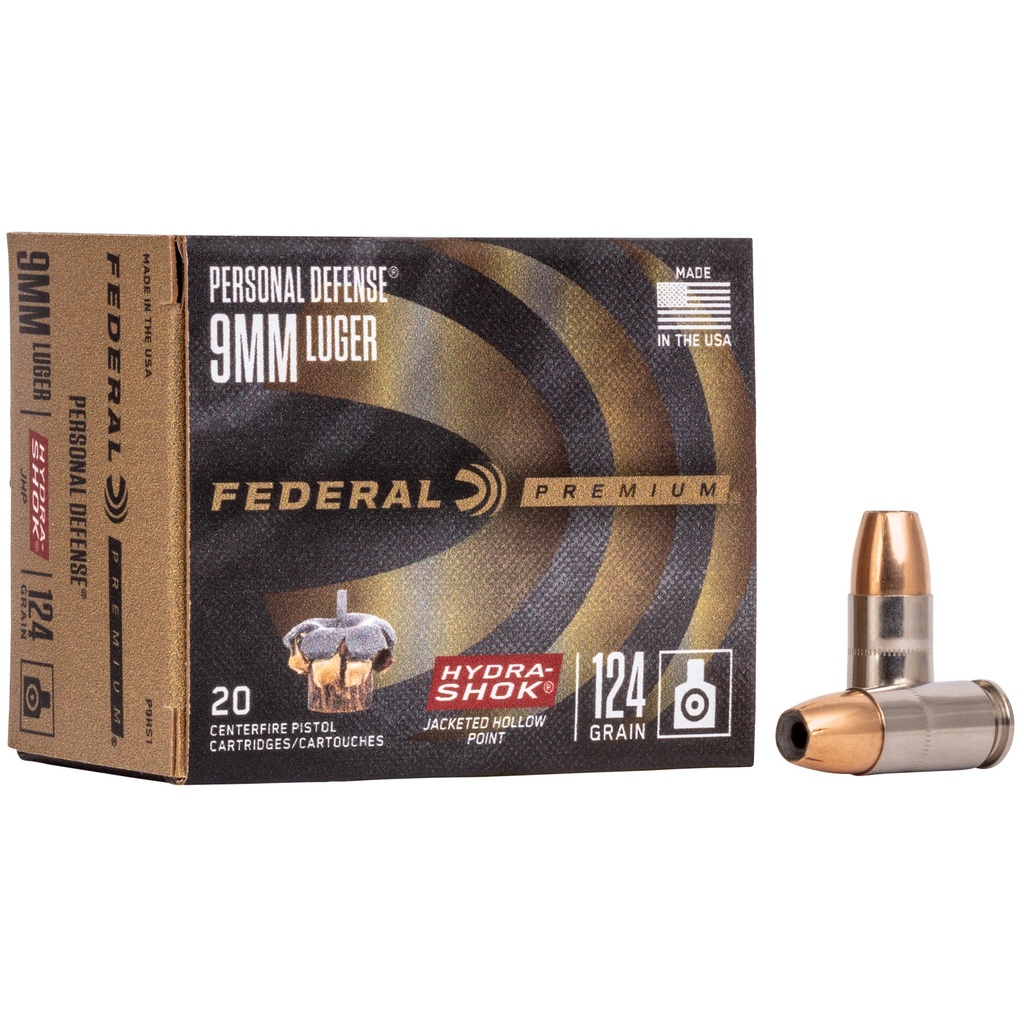 Federal FED HYDRA-SHOK 9MM 124GR HP 20/500