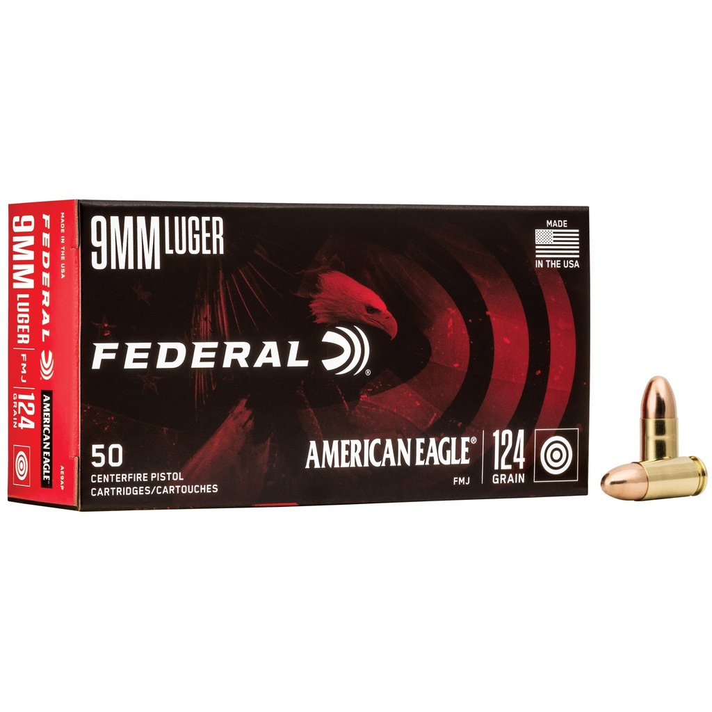 Federal FED AM EAGLE 9MM 124GR FMJ 50/1000