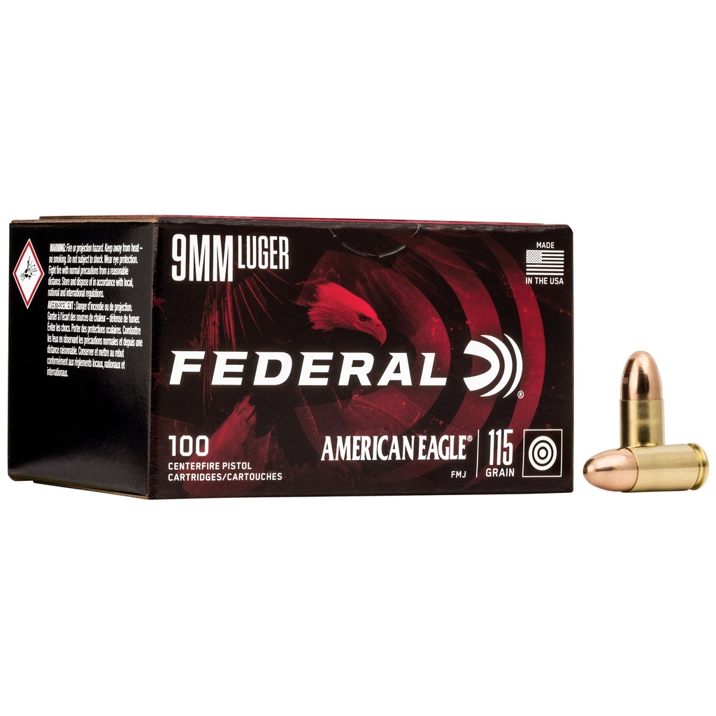Federal FED AM EAGLE 9MM 115GR FMJ 100/500