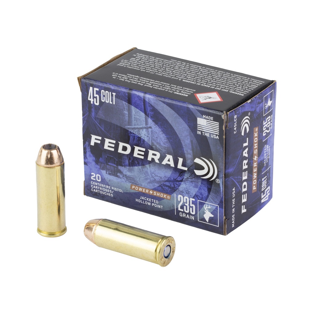 Federal FED PWRSHK 45COLT 235GR JHP 20/200