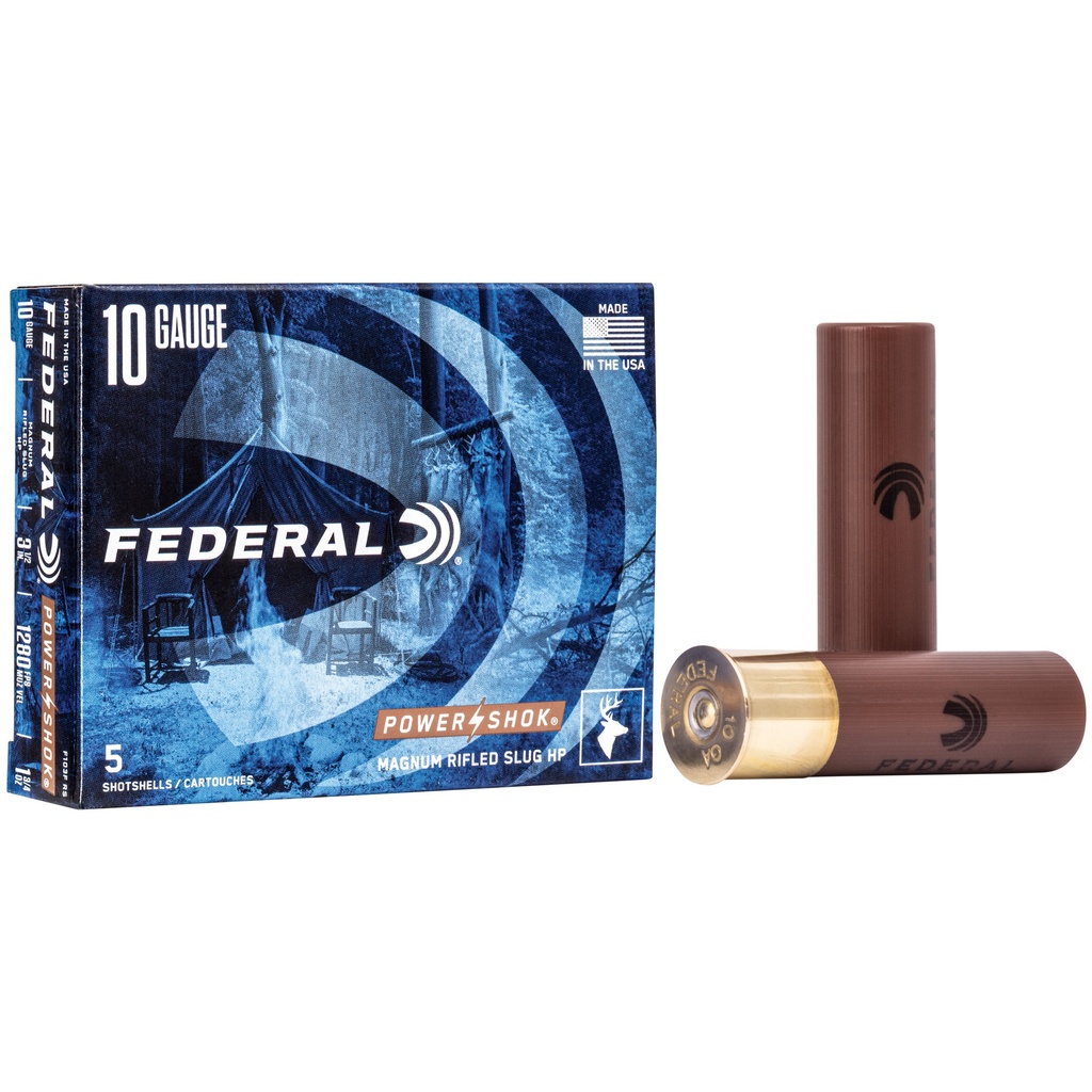Federal FED PWRSHK 10GA 3.5" RFL SLG 5/50